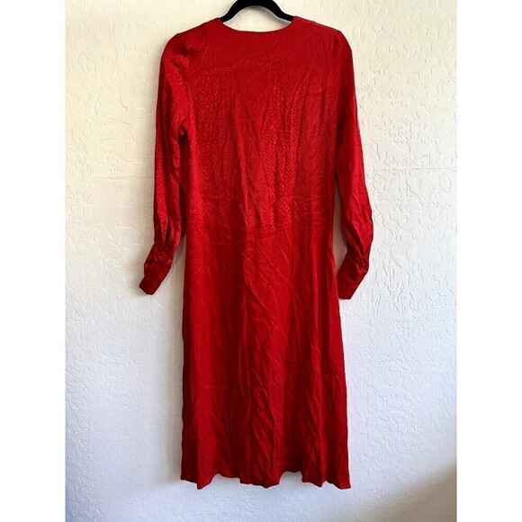 H&M Jacquard Weave Dress Women's Size 0 V Neck Wrap Over Red - Picture 16 of 16